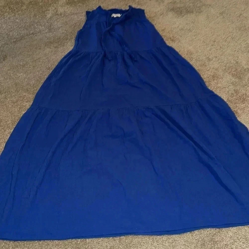 LILI SIDONIO by Molly Bracken Cotton Gauze Sleeveless Tiered Maxi Dress Med - E